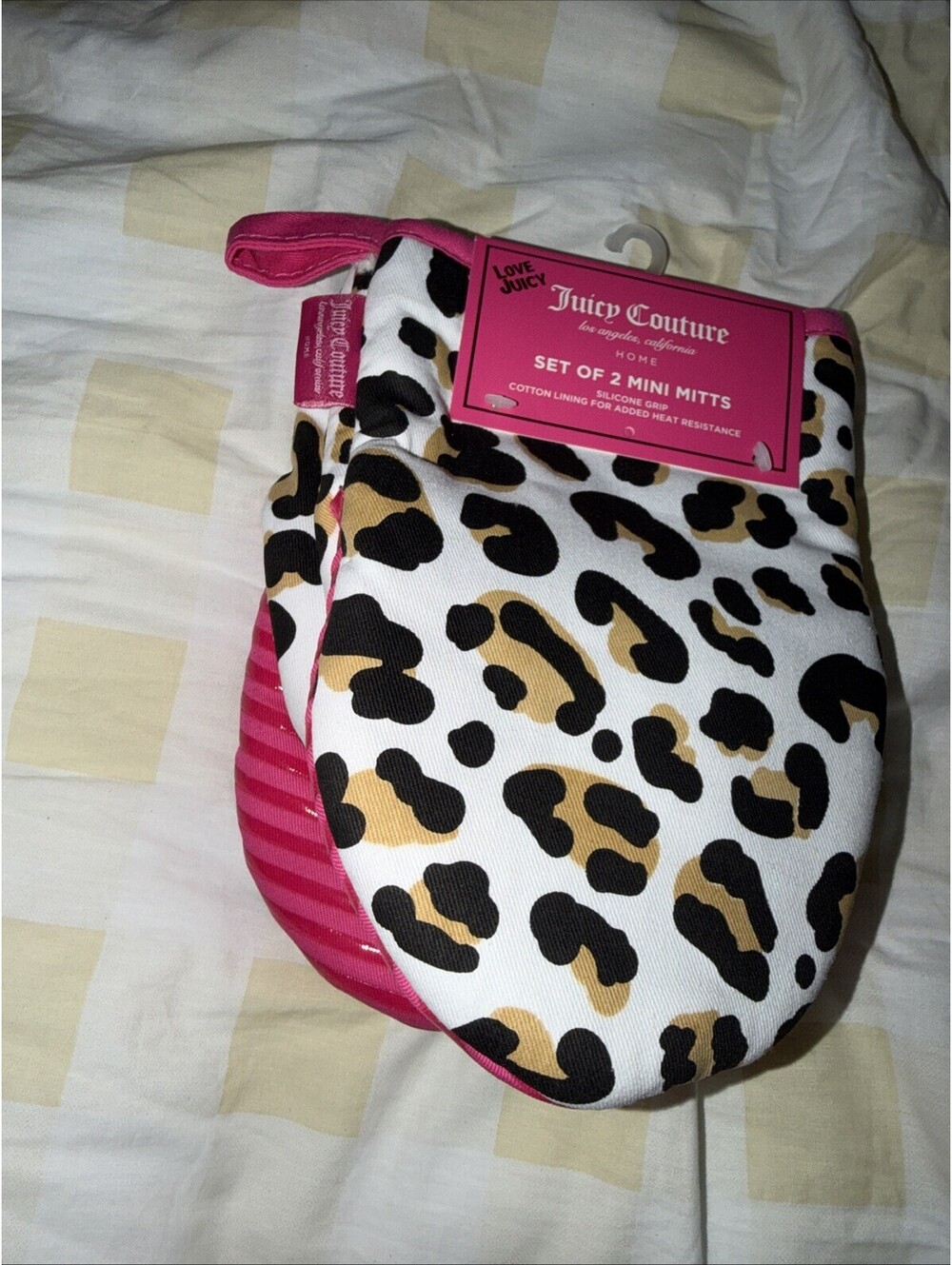 Set of Juicy Couture 2 Mini Mitts Black White Leopard New